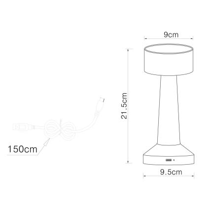 Globo - Lampada da tavolo LED dimmerabile con funzione Touch LED/1W/3,7V 2700K/4000K/6500K 800 mAh USB cromo opaco
