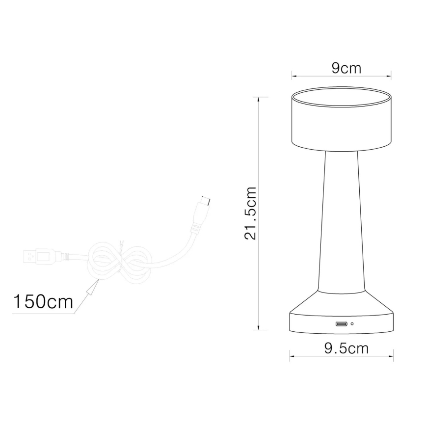 Globo - Lampe de table tactile à intensité variable LED/1W/3,7V 2700K/4000K/6500K 800 mAh USB blanc