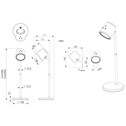Globo - Lampe de table tactile à intensité variable 4en1 LED/6W/3,7V 3000K/4000K/6500K 1500 mAh USB blanc