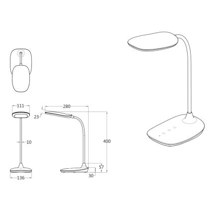 Globo - Lampada da tavolo LED dimmerabile con funzione Touch LED/9W/230V 3000K/4000K/6500K CRI 90 nero
