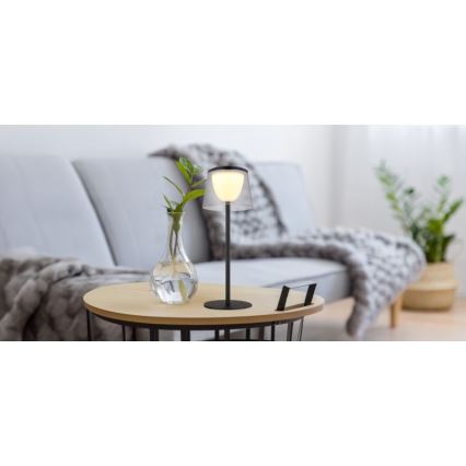 Globo - Lampe de table extérieure tactile LED dimmable LED/1,8W/5V IP44 1800 mAh noir/fumé