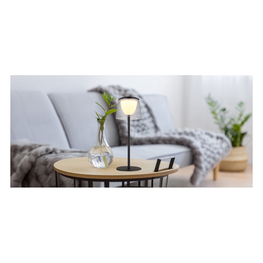Globo - Lampe de table extérieure tactile LED dimmable LED/1,8W/5V IP44 1800 mAh noir/fumé