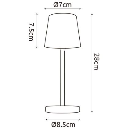 Globo - Lampe de table extérieure tactile LED dimmable LED/2W/5V 3000/4000/6000K 2200 mAh IP44 noire