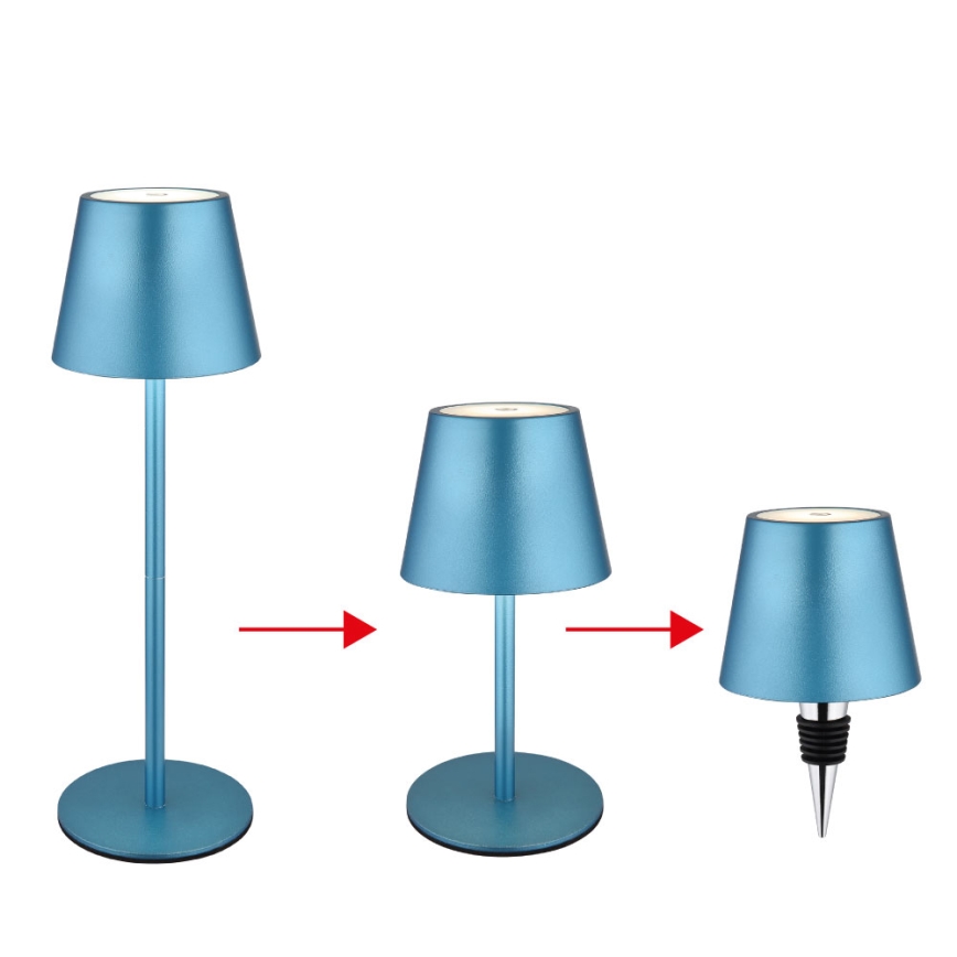 Globo - LED-dimmbare, per Touch steuerbare, wiederaufladbare Außen-Tischlampe 3-in-1 LED/3W/5V 3000/4000/5000K IP54 1800 mAh blau