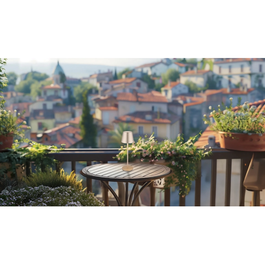Globo - Dimmbare, berührungsgesteuerte, wiederaufladbare Outdoor-Tischleuchte 3-in-1 LED/3W/5V 3000/4000/5000K IP54 1800 mAh Messing