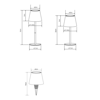Globo - Lampe de table d'extérieur LED rechargeable tactile et dimmable 3 en 1 LED/3W/5V 3000/4000/5000K IP54 1800 mAh laiton