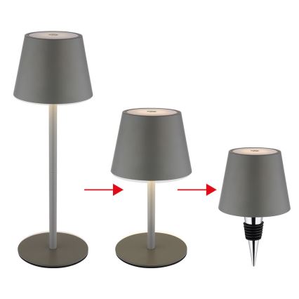Globo - LED dimmbare, wiederaufladbare Touch-Tischlampe für den Außenbereich 3-in-1 LED/3W/5V 3000/4000/5000K IP54 1800 mAh grau
