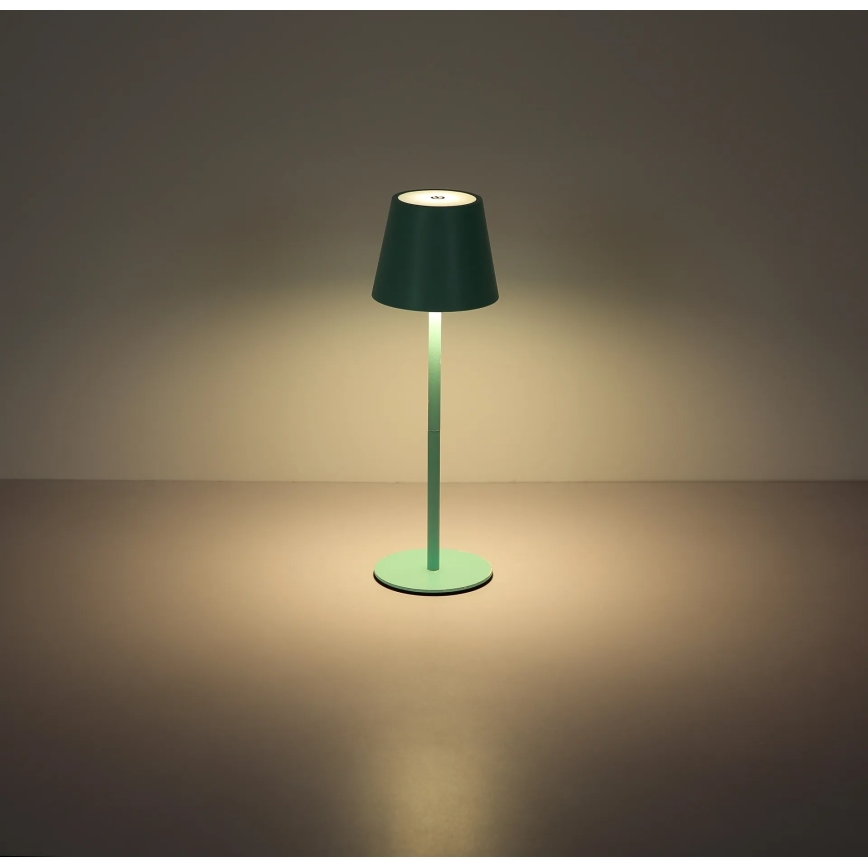 Globo - Lampe de table d'extérieur LED tactile, rechargeable et dimmable 3 en 1, 3W/5V, 3000/4000/5000K, IP54, batterie 1800 mAh, vert menthe
