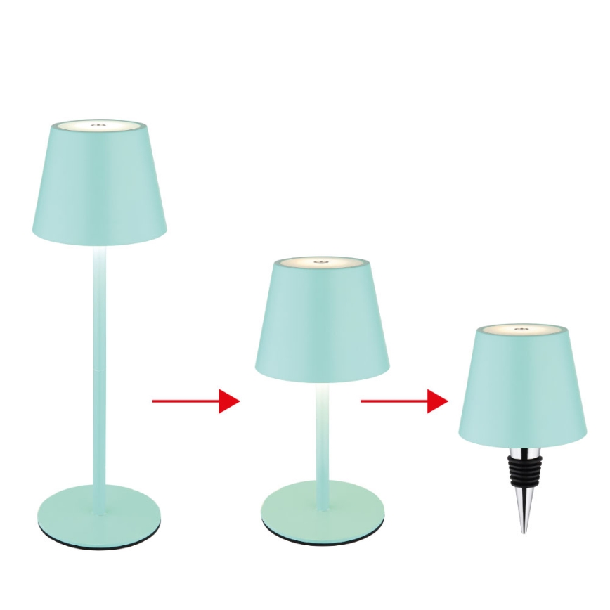 Globo - LED-dimmbare Touch-Akku-Tischleuchte für den Außenbereich 3-in-1 LED/3W/5V 3000/4000/5000K IP54 1800 mAh minzgrün