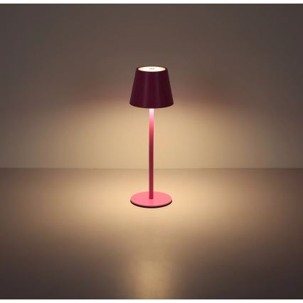 Globo - LED-dimmbar, mit Touch-Steuerung, wiederaufladbare Outdoor-Tischlampe 3in1 LED/3W/5V 3000/4000/5000K IP54 1800 mAh rosa