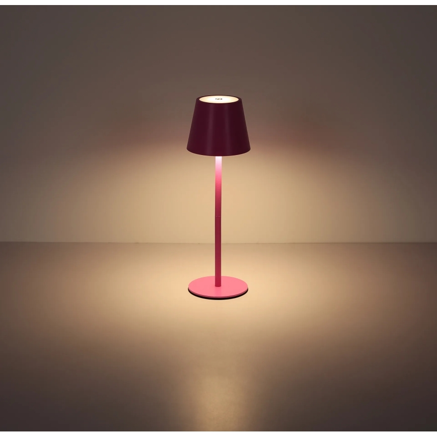 Globo - LED-dimmbar, mit Touch-Steuerung, wiederaufladbare Outdoor-Tischlampe 3in1 LED/3W/5V 3000/4000/5000K IP54 1800 mAh rosa