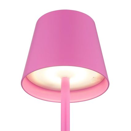 Globo - LED-dimmbar, mit Touch-Steuerung, wiederaufladbare Outdoor-Tischlampe 3in1 LED/3W/5V 3000/4000/5000K IP54 1800 mAh rosa