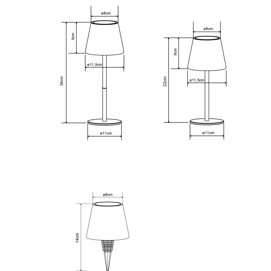 Globo - Lampe de table d'extérieur rechargeable, tactile et à intensité variable, LED/3W/5V 3000/4000/5000K IP54 1800 mAh