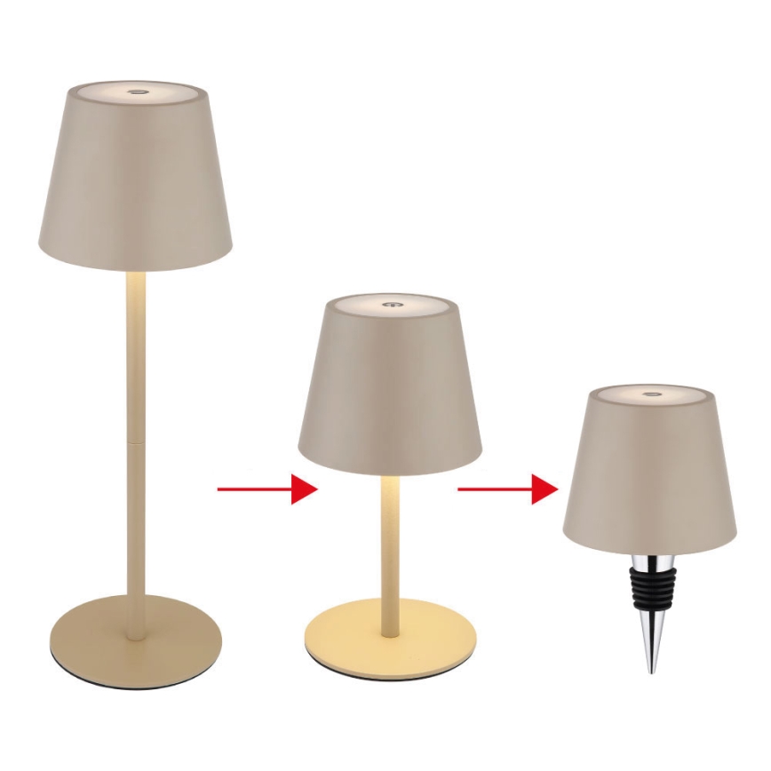 Globo - 3-in-1 wiederaufladbare LED-Tischlampe für den Außenbereich, dimmbar, mit Touch-Bedienung, LED/3W/5V, 3000/4000/5000K, IP54, 1800 mAh