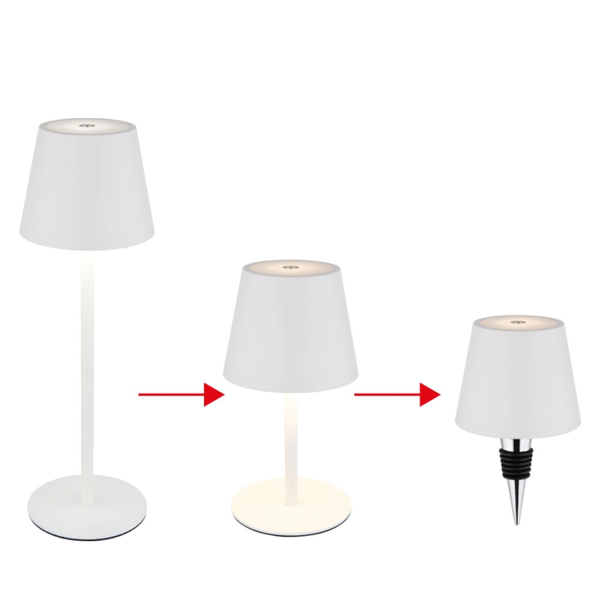 Globo - Lampe de table LED d'extérieur tactile et dimmable, rechargeable 3 en 1 LED/3W/5V 3000/4000/5000K IP54 1800 mAh blanche
