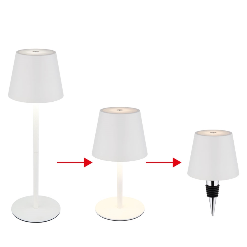 Globo - LED dimmbare, wiederaufladbare Touch-Outdoor-Tischlampe 3-in-1 LED/3W/5V 3000/4000/5000K IP54 1800 mAh Weiß