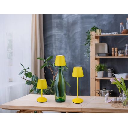 Globo - Lampada da tavolo ricaricabile per esterni dimmerabile a sfioramento 3 in 1 LED/3W/5V 3000/4000/5000K IP54 1800 mAh gialla