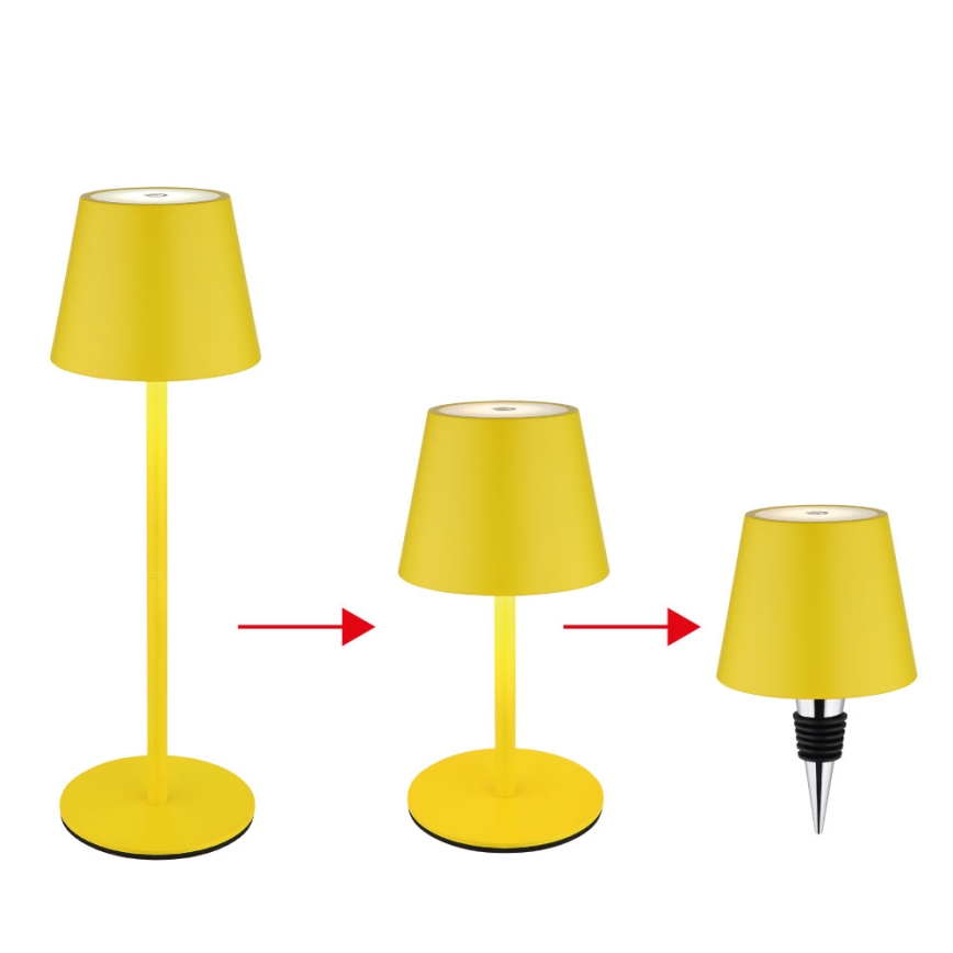 Globo - Lampe de table d'extérieur LED tactile et dimmable, rechargeable 3 en 1 LED/3W/5V 3000/4000/5000K IP54 1800 mAh jaune