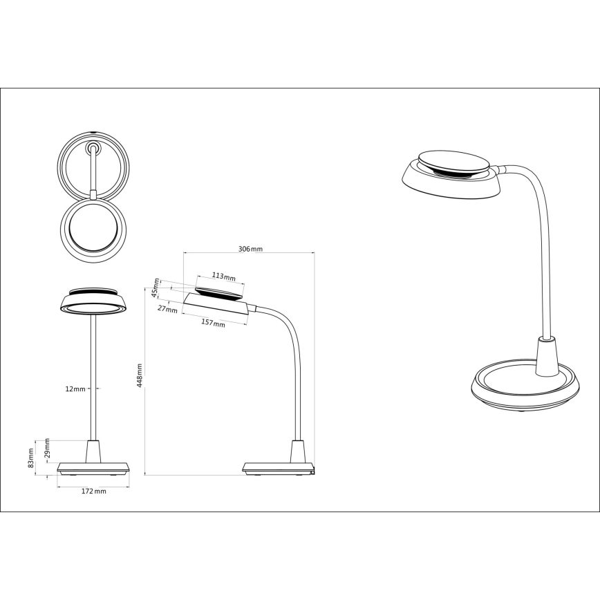 Globo - Lampada da tavolo dimmerabile a LED con controllo touch LED/12W/230V 3000/4000/6500K nera