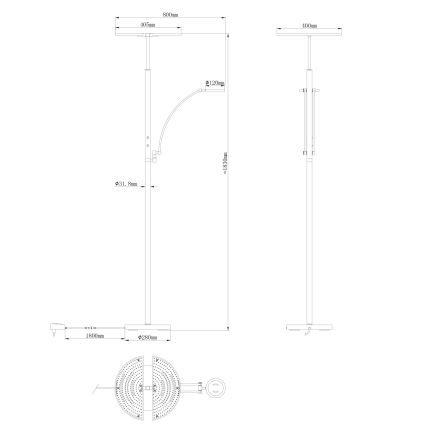 Globo - dimmbare LED-Stehleuchte LED/40W/230V + LED/5,5W 2700/4000/6000K mattchrom