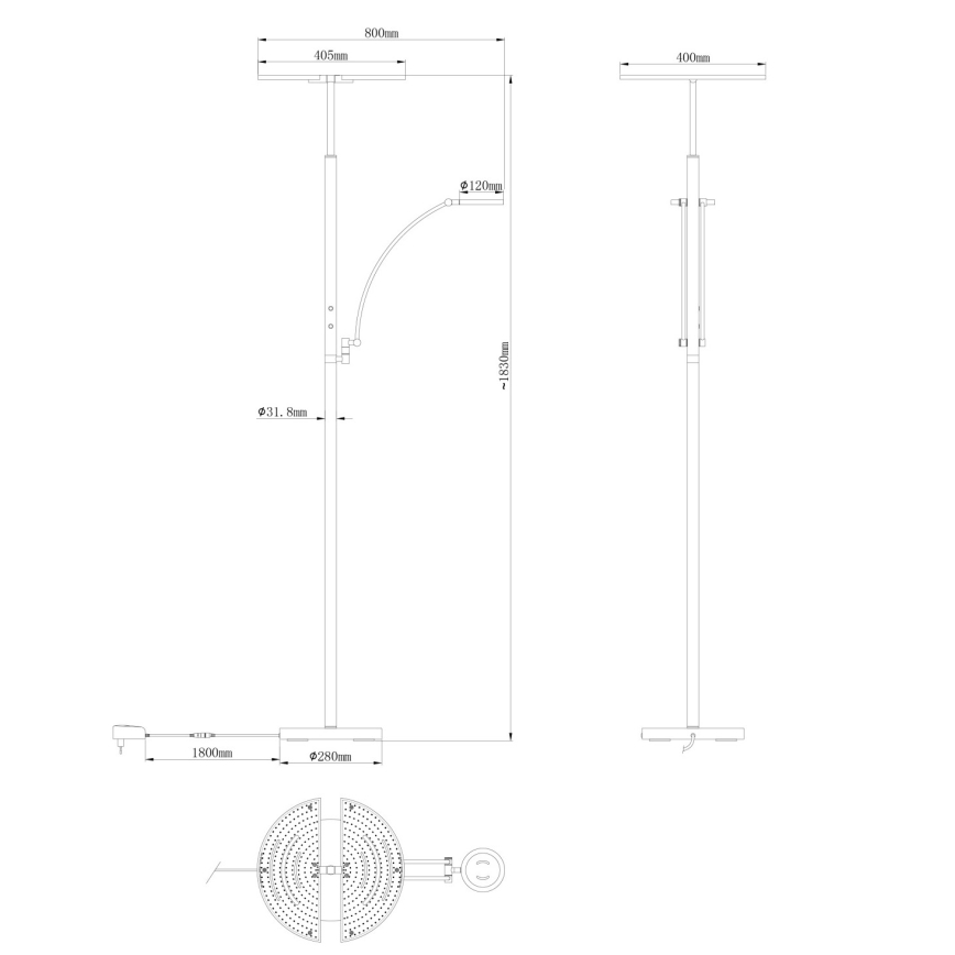 Globo - dimmbare LED-Stehleuchte LED/40W/230V + LED/5,5W 2700/4000/6000K mattchrom