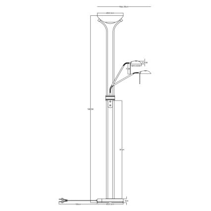 Globo - Lampadaire LED dimmable LED/20W/230V + LED/5,5W 3000K noir/or doré