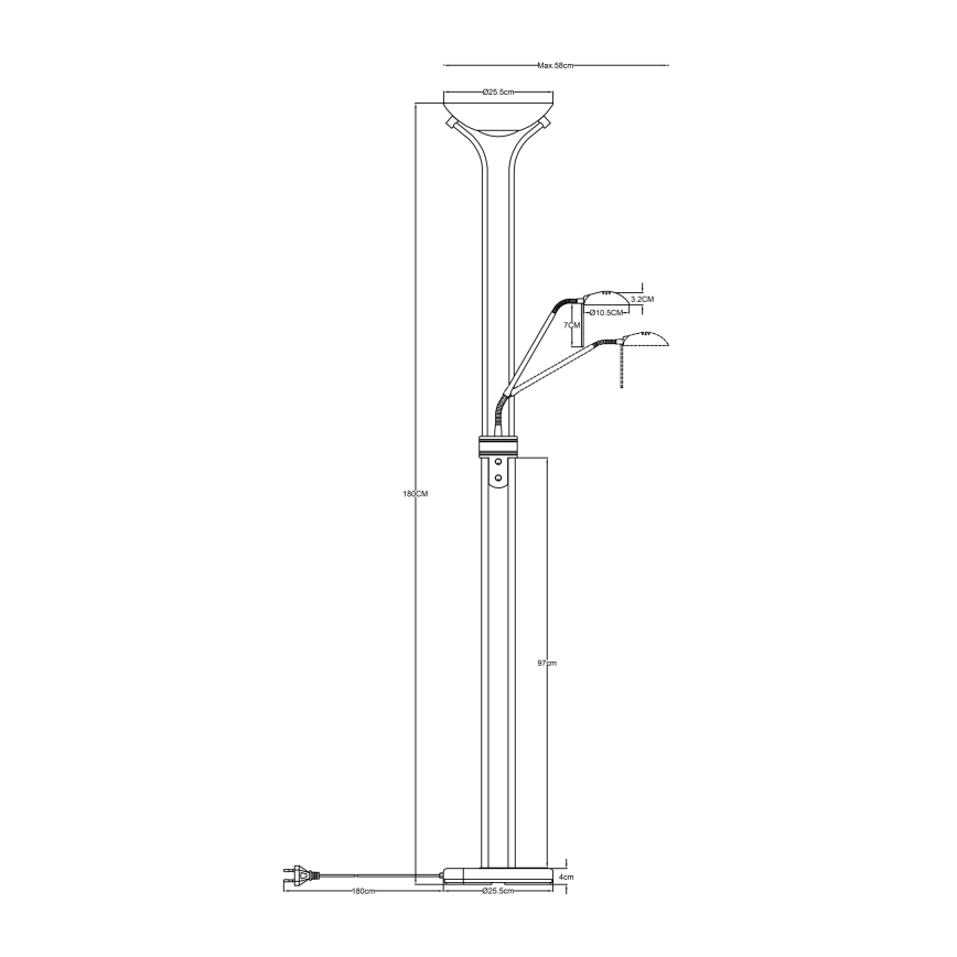 Globo - Lampadaire LED dimmable LED/20W/230V + LED/5,5W 3000K noir/or doré