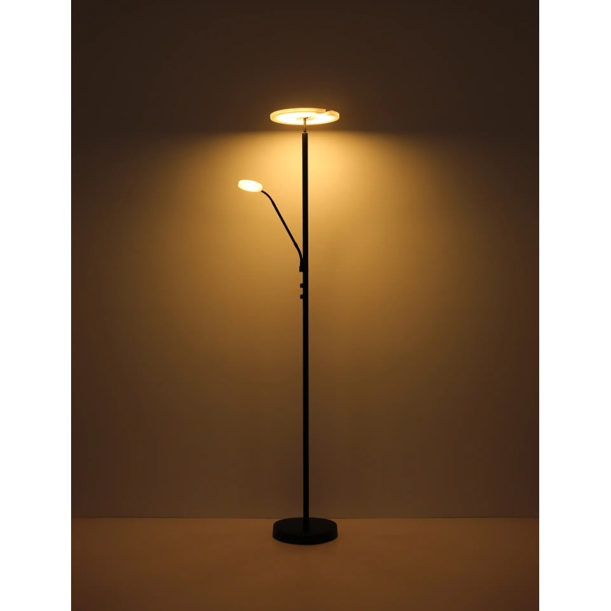 Globo - Lampada da terra dimmerabile LED/28W/230V + LED/5W 3000K nera