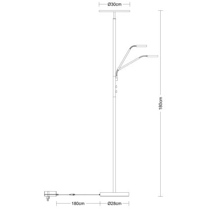 Globo - dimmbare LED-Stehleuchte LED/28W/230V + LED/5W 3000K schwarz