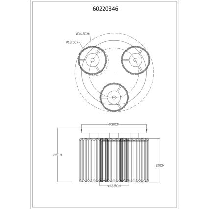 Globo - Plafoniera 3xE27/60W/230V diametro 35 cm