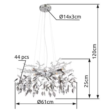 Globo - Kronleuchter an Aufhängung 8xG9/8W/230V d 61 cm glänzendes Chrom