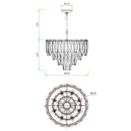 Globo - Lampadario a cavo 12xE14/40W/230V