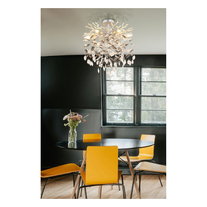 Globo - Lampadario su asta 6xE14/40W/230V argento