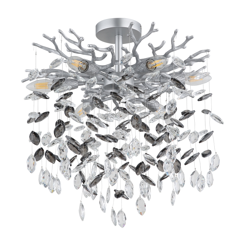 Globo - Pendelleuchte mit Stange 6xE14/40W/230V silber