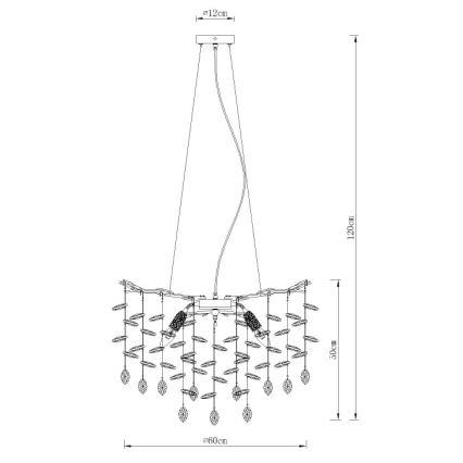 Globo - Suspension sur câble 8xE14/40W/230V dorée