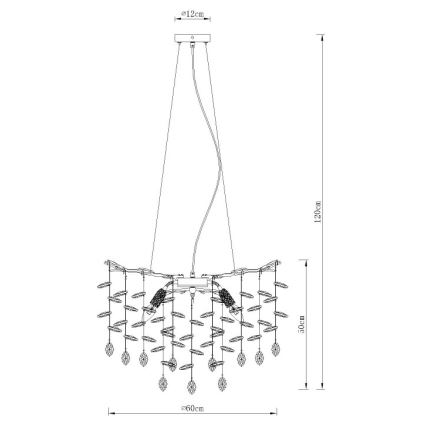 Globo - Lampadario sospeso su cavo 8xE14/40W/230V argento