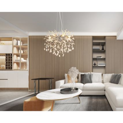 Globo - Suspension sur câble 8xE14/40W/230V argentée