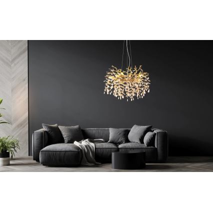 Globo - Pendelleuchte an Drahtseil 10xE14/40W/230V goldfarben