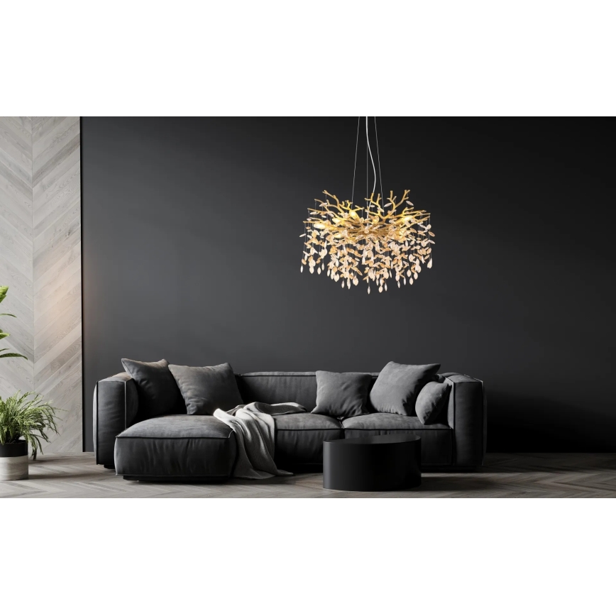 Globo - Pendelleuchte an Drahtseil 10xE14/40W/230V goldfarben
