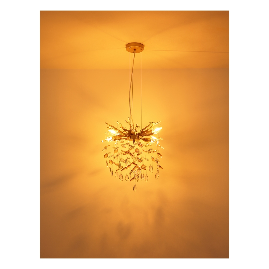 Globo - Hängeleuchte an Kabel 4xE14/40W/230V goldfarben