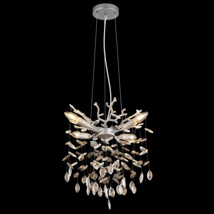 Globo - Suspension sur câble 4xE14/40W/230V argentée