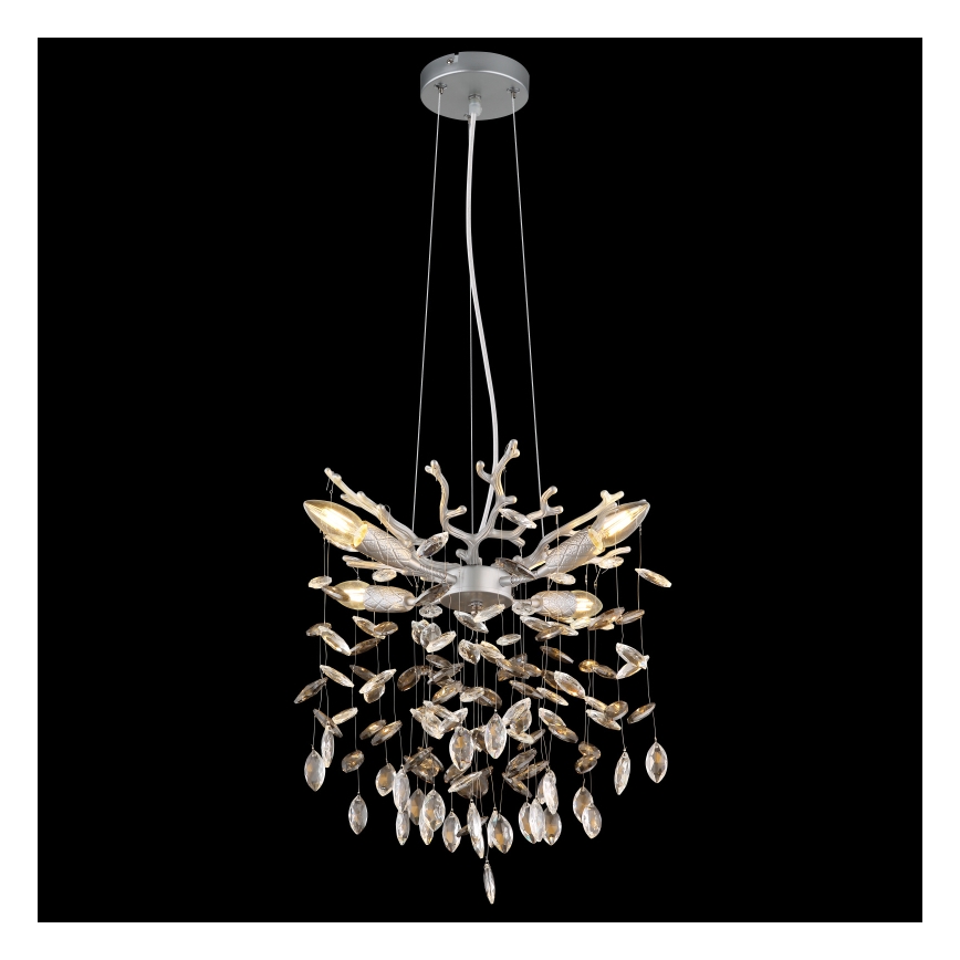 Globo - Suspension sur câble 4xE14/40W/230V argentée