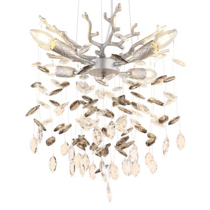 Globo - Suspension sur câble 4xE14/40W/230V argentée