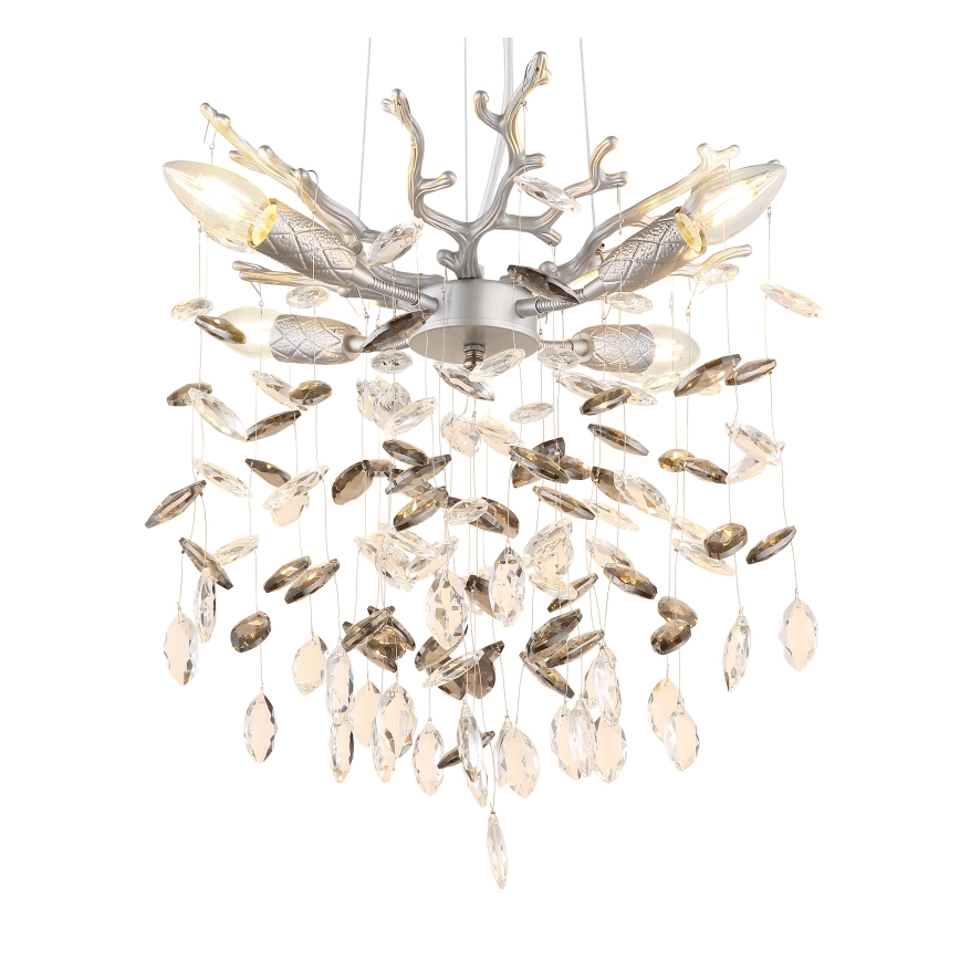 Globo - Suspension sur câble 4xE14/40W/230V argentée