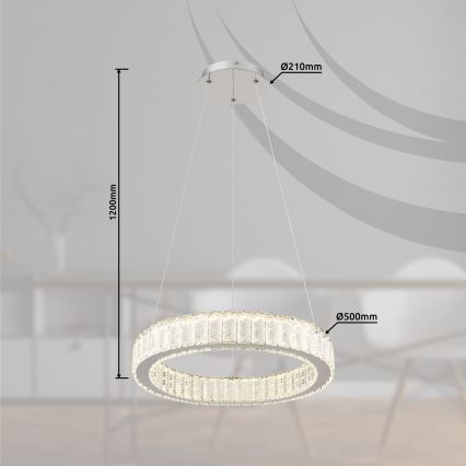 Globo - LED dimmbare Hängeleuchte an Seil LED/50W/230V 2700-6000K Ø 50 cm + Fernbedienung