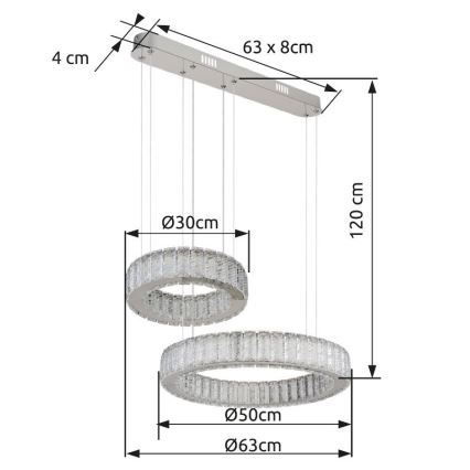 Globo - Lampadario a sospensione con filo LED dimmerabile LED/80W/230V 2700-6000K + telecomando