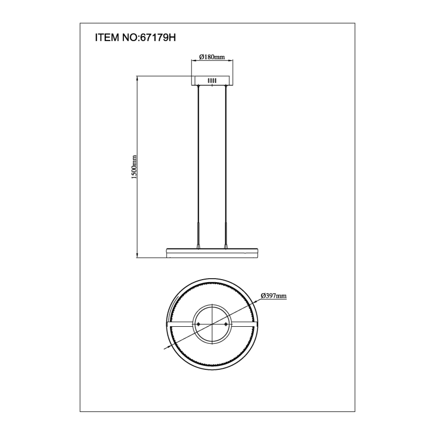 Globo - Suspension LED sur câble, 40 W, 230 V, 3000/4000/6000 K, Ø 39,7 cm