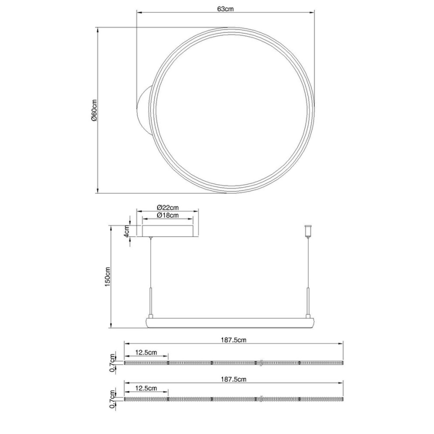 Globo - Lampadario a sospensione con filo LED dimmerabile LED/36W/230V 2700-6000K nero + telecomando