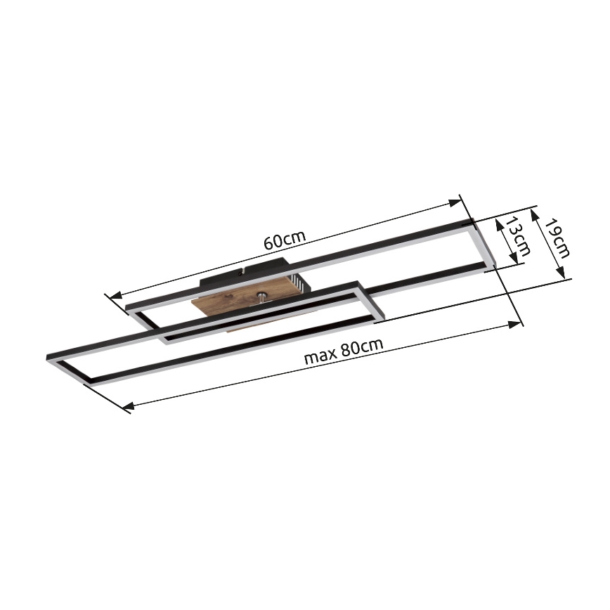 Globo - Plafonnier LED/30W/230V 3000K 60x80 cm noir