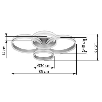 Globo - Plafoniera LED dimmerabile LED/90W/230V 2700-6000K 68x85 cm + telecomando